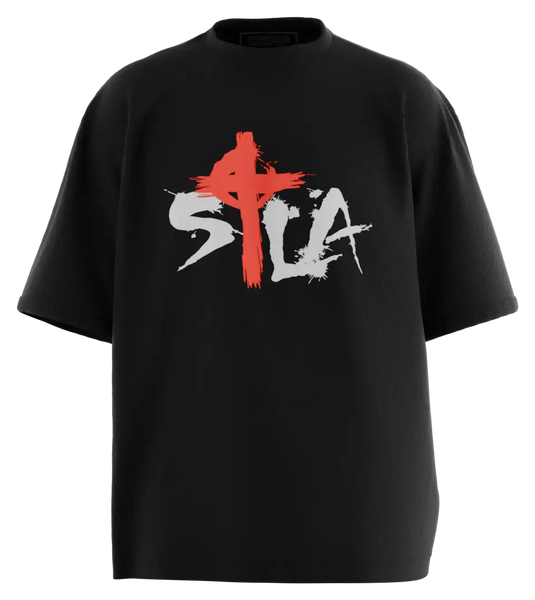 89stars | Мъжка Oversized тениска ’SILA’ – Символ на решителността и вътрешната сила! - Черно / S / Лице - Мъжки oversized