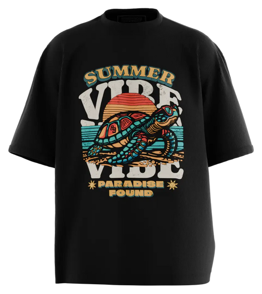 89stars | Мъжка Oversized тениска ’Summer Vibe’ – Лятото те зове! - Черно / S / Лице - Мъжки oversized