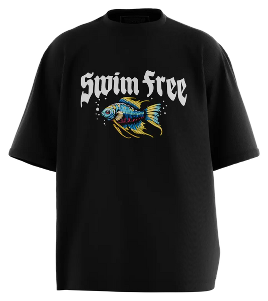 89stars | Мъжка Oversized тениска ’Swim Free’ – Плувай в свободата с цветове и стил! - Мъжки oversized