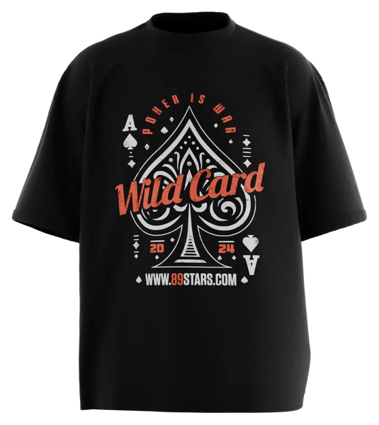 89stars | Мъжка Oversized тениска ’Wild Card’ – Изрази себе си с уникален стил - Черно / S / Лице - Мъжки oversized