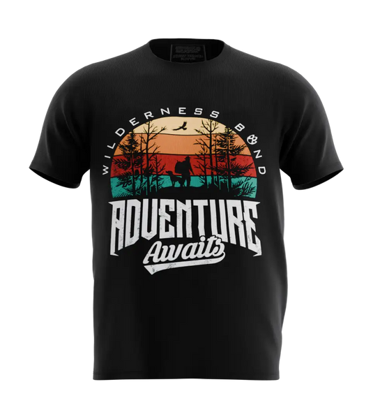 89stars | Мъжка Regular тениска ’Adventure Awaits’ – Природата винаги е добър избор! - Черно / S / Лице - Мъжки regular