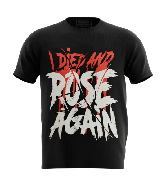 89stars | Мъжка Regular тениска ’I Died and Rose Again’ – Възраждане и сила във всяка стъпка! - Черно / S / Лице - Мъжки regular