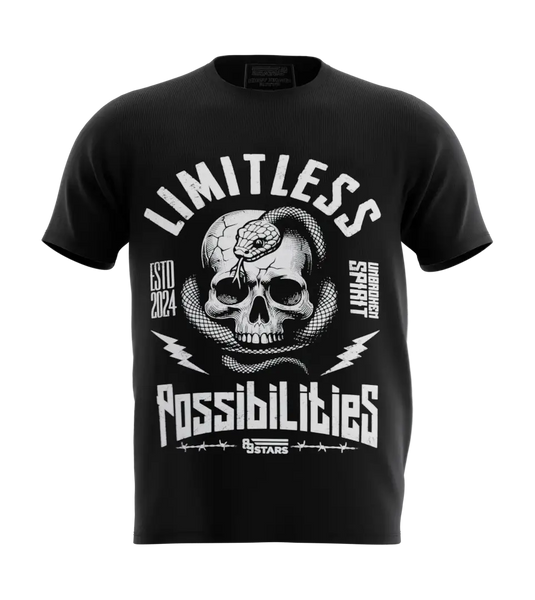 89stars | Мъжка Regular Тениска ’Limitless’ – Безкрайни възможности неограничени амбиции! - Черно / S / Лице - Мъжки regular