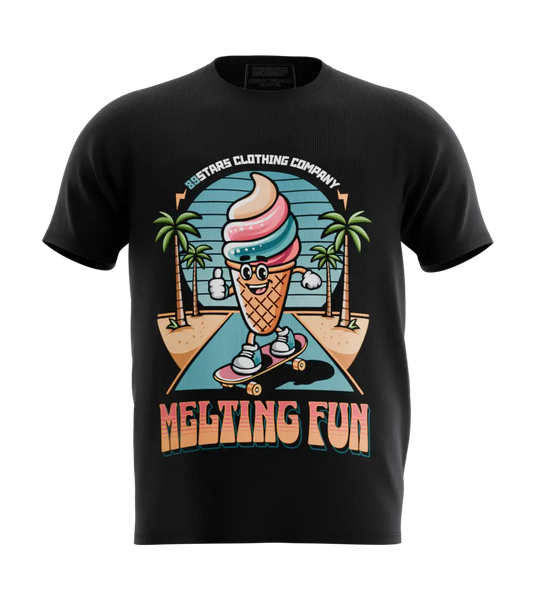 89stars | Мъжка Regular тениска ’Melting Fun’ – Летен стил за забавление! - Черно / S / Лице - Мъжки regular