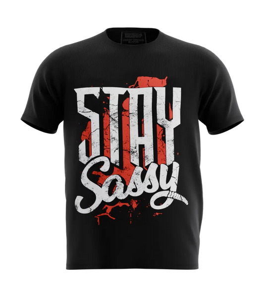 89stars | Мъжка Regular Тениска ’Stay Sassy’ – Постави своя стил в центъра на вниманието - Черно / S / Лице - Мъжки regular