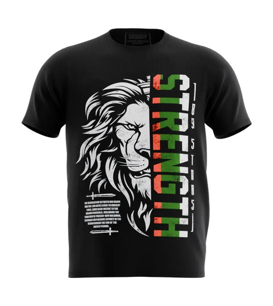 89stars | Мъжка Regular тениска ’Strength’ – Символ на лъвска сила и дух! - Черно / S / Лице - Мъжки regular