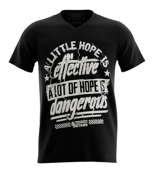 89stars | Мъжка V-neck тениска ’A Little Hope’ – Надеждата вдъхновява но и предизвиква - Черно / S / Лице - Мъжки v-neck