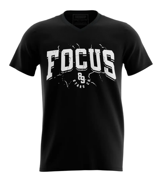89stars | Мъжка V-neck тениска ’Focus’ – Концентрирай се върху успеха - Черно / S / Лице - Мъжки v-neck