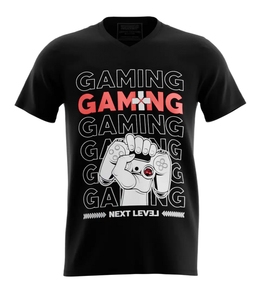 89stars | Мъжка V-neck тениска „Next Level Gaming“ – Не просто игра а състояние на духа. - Черно / S / Лице - Мъжки v-neck
