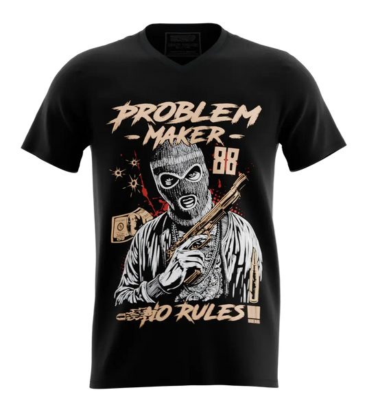 89stars | Мъжка V-neck тениска ’No Rules’ – Смело изявление на твоята индивидуалност! - Черно / S / Лице - Мъжки v-neck