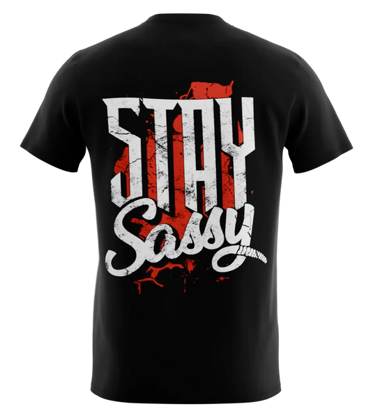 89stars | Мъжка V-neck Тениска ’Stay Sassy’ – Заяви своята решителност! - Мъжки v-neck