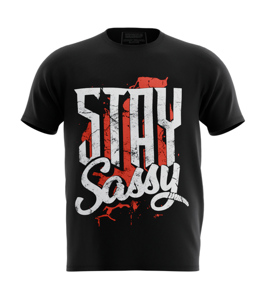 89stars | Мъжка Regular Тениска ’Stay Sassy’ – Постави своя стил в центъра на вниманието - Черно / S / Лице - Мъжки regular