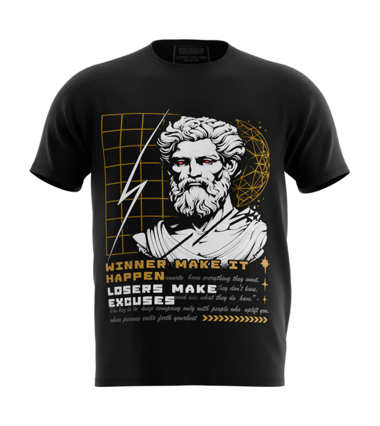 89stars | Мъжка Regular Тениска ’Winner Make It Happen’ – Успехът е в твоите ръце! - Черно / S / Лице - Мъжки regular