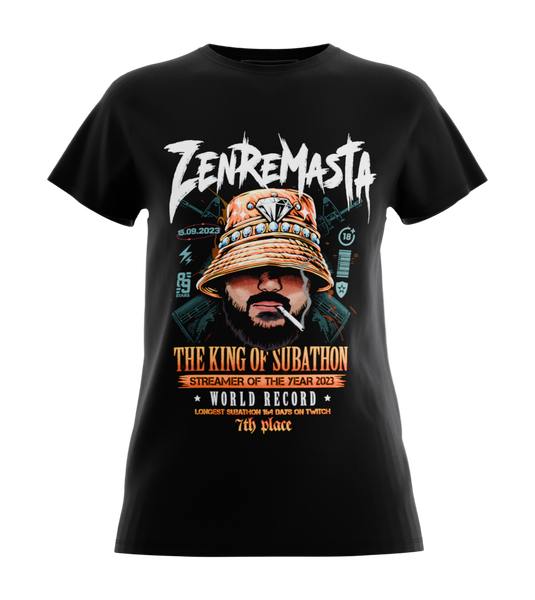 89stars | Дамска Regular Тениска ’ZenReMasTa’ – Уникален стил вдъхновен от рекорди! - Черно / XS / Лице - Дамски regular