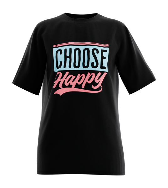 89stars | Дамска Oversized тениска ’Choose Happy’ – Силата на позитивизма! - Черно / XS / Лице - Дамски oversized
