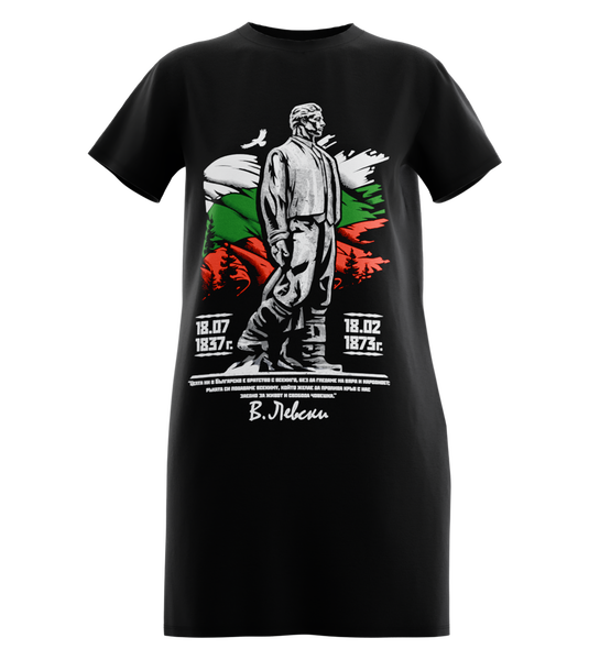 89stars | Дамска Туника ’Левски’ – Ода за Свободата! - Черно / XS / Лице - Дамска туника