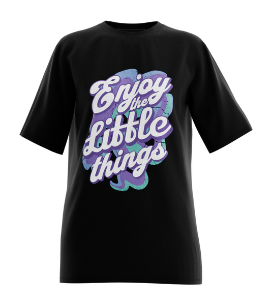 89stars | Дамска Oversized тениска ’Enjoy’ – Наслади се на малките радости! - Черно / XS / Лице - Дамски oversized