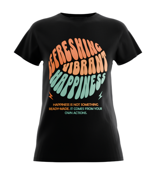 89stars | Дамска Regular тениска ’Happiness’ – Живот с цветове и усмивки! - Черно / XS / Лице - Дамски regular