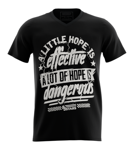 89stars | Мъжка V-neck тениска ’A Little Hope’ – Надеждата вдъхновява но и предизвиква - Черно / S / Лице - Мъжки v-neck