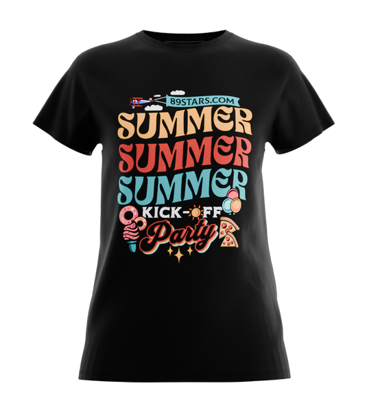 89stars | Дамска Regular тениска ’Summer Party’ – Напомняне за безгрижните моменти радост и слънце! - Черно / XS / Лице - Дамски regular