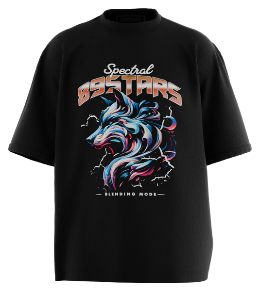89stars | Мъжка Oversized тениска ’Spectral’ – Мощта на дивия дух! - Черно / S / Лице - Мъжки oversized