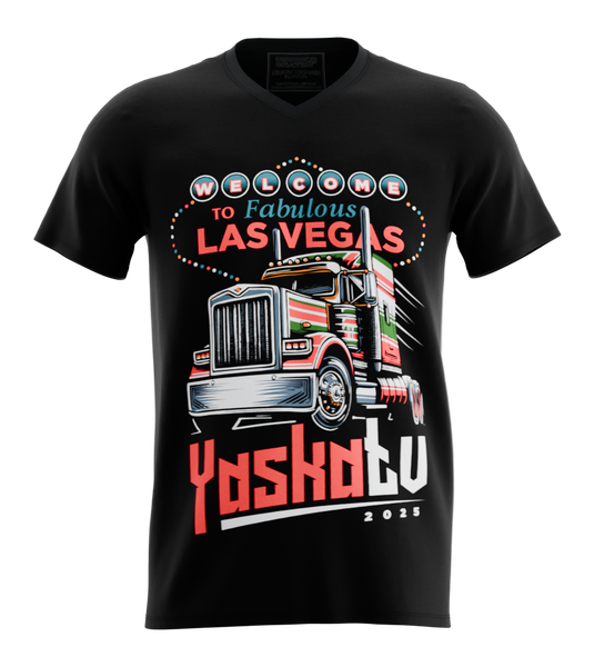 89stars | Мъжка V-neck тениска ’YaskaTV’ – Уникалният стриймър на улиците на Лас Вегас! - Черно / S / Лице - Мъжки v-neck