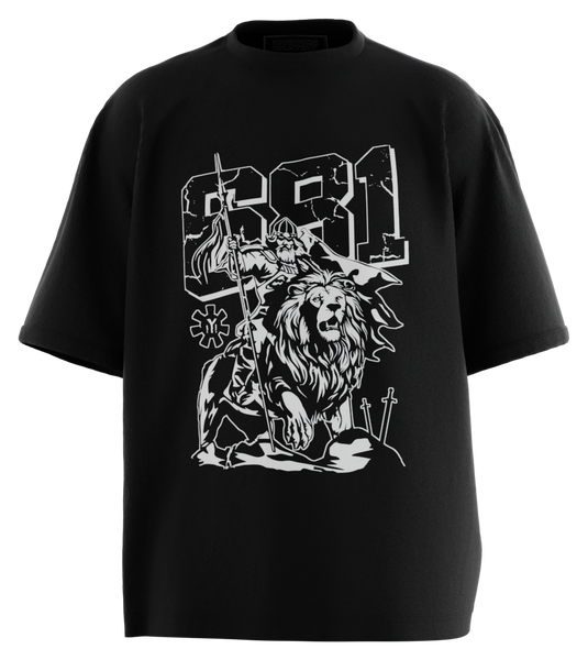 89stars | Мъжка Oversized тениска ’681’’ – Изрази гордостта си с тениската символ на историята ни! - Черно / S / Лице - Мъжки oversized