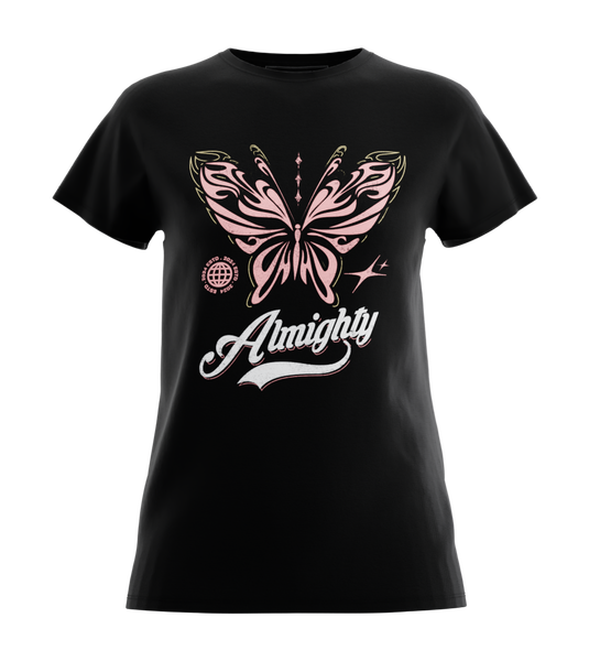 89stars | Дамска Regular тениска ’Almighty’ – Универсален символ на промяната и красотата! - Черно / XS / Лице - Дамски regular