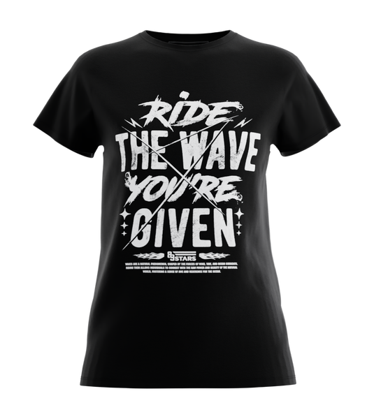 89stars | Дамска Regular тениска ’Ride the Wave’ – Дръзкият стил за твоята енергия! - Черно / XS / Лице - Дамски regular