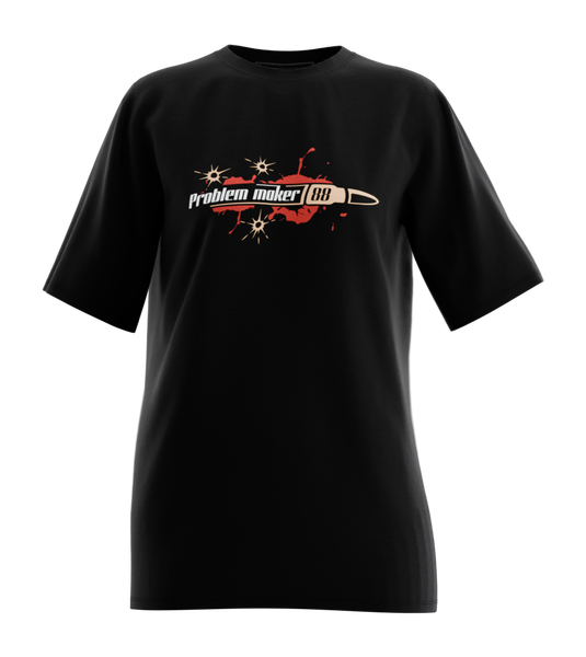 89stars | Дамска Oversized тениска ’Problem Maker 88’’ – Не се страхувай да оставиш следа! - Черно / XS / Лице - Дамски oversized