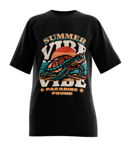 89stars | Дамска Oversized тениска ’Summer Vibe’ – Лятно настроение и приключенски дух! - Черно / XS / Лице - Дамски oversized