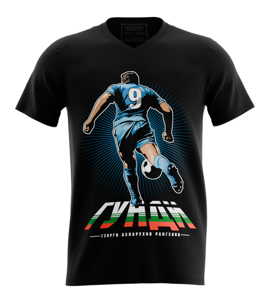 89stars | Мъжка V-neck тениска ’Гунди’ – Вечният символ на спортния дух! - Черно / S / Лице - Мъжки v-neck