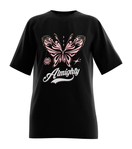 89stars | Дамска Oversized тениска ’Almighty’ – Символ на грация и мощ! - Черно / XS / Лице - Дамски oversized