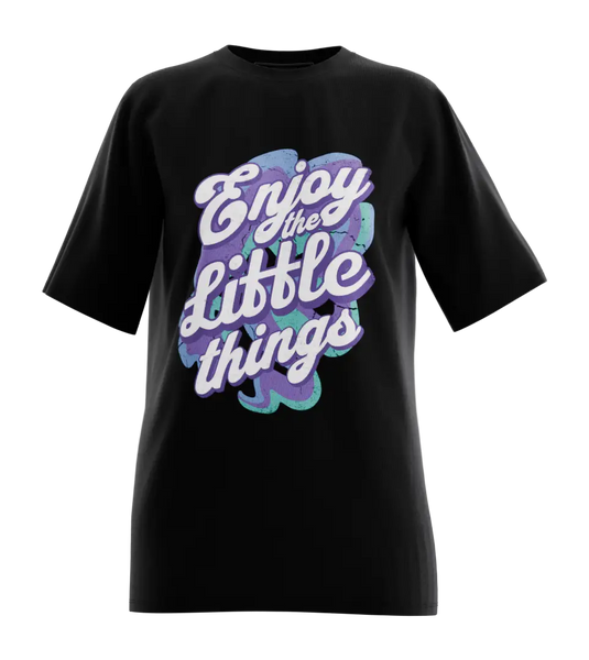 89stars | Дамска Oversized тениска ’Enjoy’ – Наслади се на малките радости! - Черно / XS / Лице - Дамски oversized