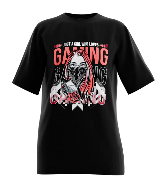 89stars | Дамска Oversized тениска ’Girl Who Loves Gaming’ – Когато стилът срещне геймърския дух! - Черно / XS / Лице - Дамски oversized