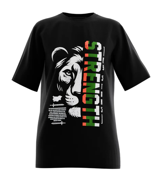 89stars | Дамска Oversized тениска ’Strength’ – Символ на сила и непоклатимост! - Черно / XS / Лице - Дамски oversized