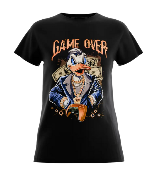 89stars | Дамска Regular тениска ’Game Over’ – Изкуството на контрола в една тениска! - Черно / XS / Лице - Дамски regular