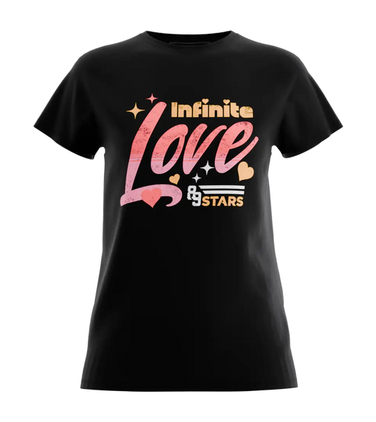 89stars | Дамска Regular тениска ’Infinite Love’ - Покажи на света че любовта е в основата на всичко! - Черно / XS / Лице - Дамски regular