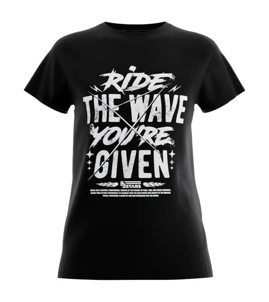 89stars | Дамска Regular тениска ’Ride the Wave’ – Дръзкият стил за твоята енергия! - Черно / XS / Лице - Дамски regular