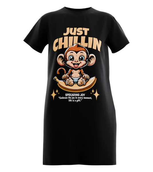 89stars | Дамска Туника ’Just Chillin’ – Носи радост и усмивка с уникален дизайн! - Черно / XS / Лице - Дамска туника