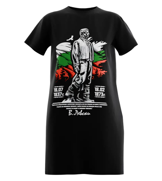 89stars | Дамска Туника ’Левски’ – Ода за Свободата! - Черно / XS / Лице - Дамска туника