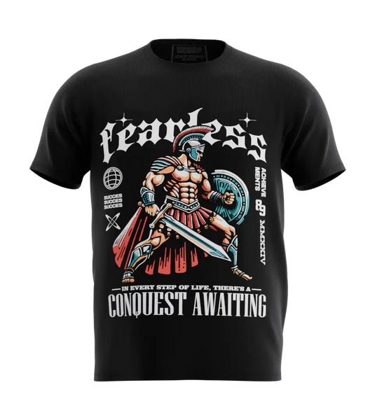 89stars | Мъжка Regular тениска ’Fearless’ – Символ на смелост и непоколебимост! - Черно / S / Лице - Мъжки regular