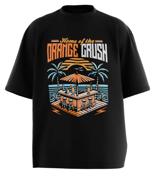 89stars | Мъжка Oversized тениска ’Orange Crush’ – Освежаващ стил за всяко лято! - Черно / S / Лице - Мъжки oversized
