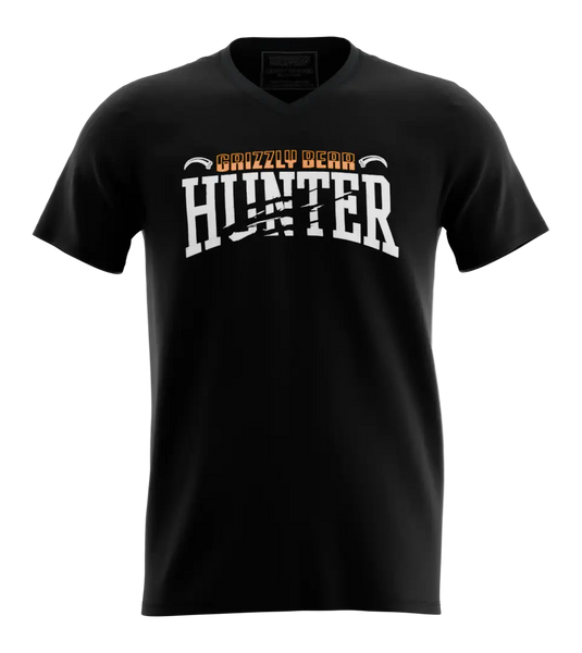 89stars | Мъжка V-neck тениска ’Grizzly Bear Hunter’ – Освободи дивия дух! - Мъжки v-neck