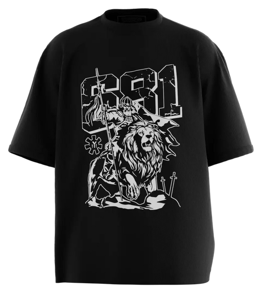 89stars | Мъжка Oversized тениска ’681’’ – Изрази гордостта си с тениската символ на историята ни! - Черно / S / Лице - Мъжки oversized