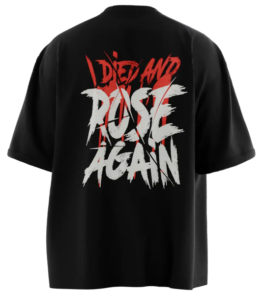 89stars | Мъжка Oversized тениска ’I Died and Rose Again’ – Възраждане с елегантност! - Мъжки oversized