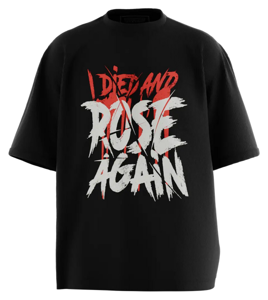 89stars | Мъжка Oversized тениска ’I Died and Rose Again’ – Възраждане с елегантност! - Черно / S / Лице - Мъжки oversized