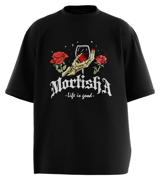 89stars | Мъжка Oversized тениска ’Mortisha’ - Изкуството на тъмната естетика в твоя гардероб! - Черно / S / Лице - Мъжки oversized