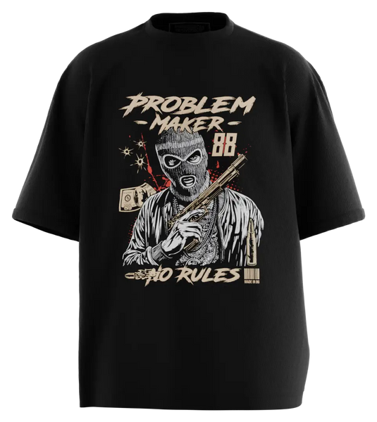 89stars | Мъжка Oversized тениска ’No Rules’ – Живей без ограничения! - Черно / S / Лице - Мъжки oversized