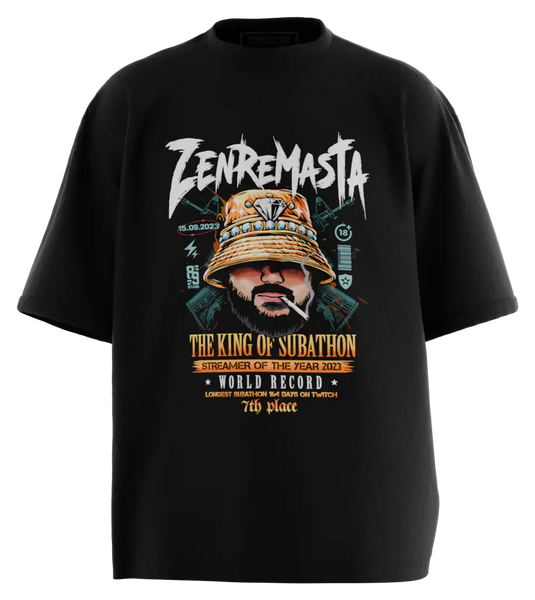 89stars | Мъжка Oversized тениска ’ZenReMasTa’ - За феновете на ZenReMasTa и стрийминг културата! - Черно / S / Лице - Мъжки oversized